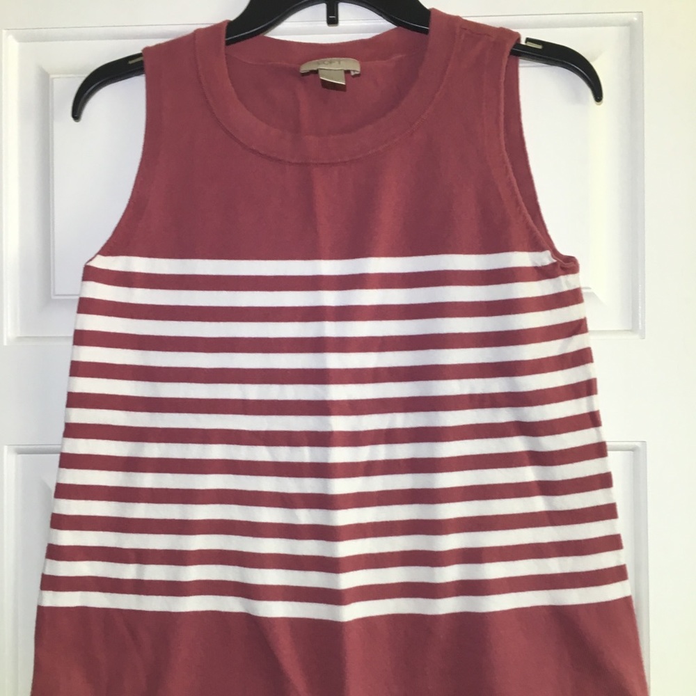 Pink/White Stripe Sleeveless Sweater